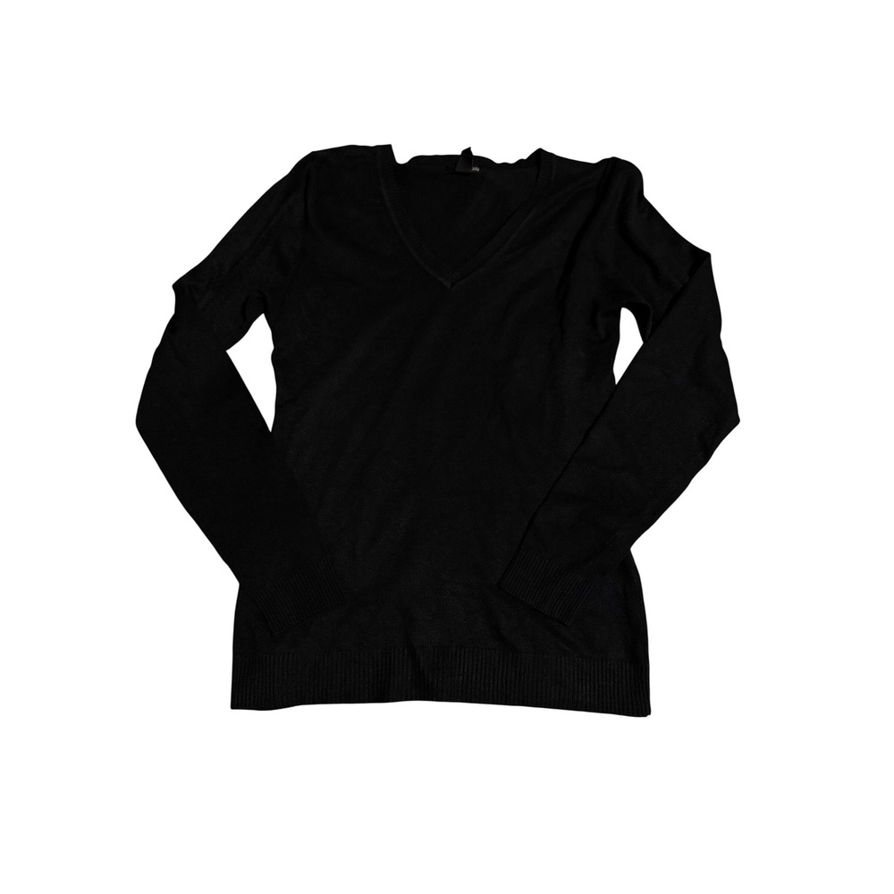 H&M Size Large Black Long Sleeve Black V-Neck Sweater‎ Women Lightweight